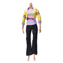 3 Pcs/set Fashion Handmade Yellow Coat Black Pant Rainbow Vest for s  YFB ES