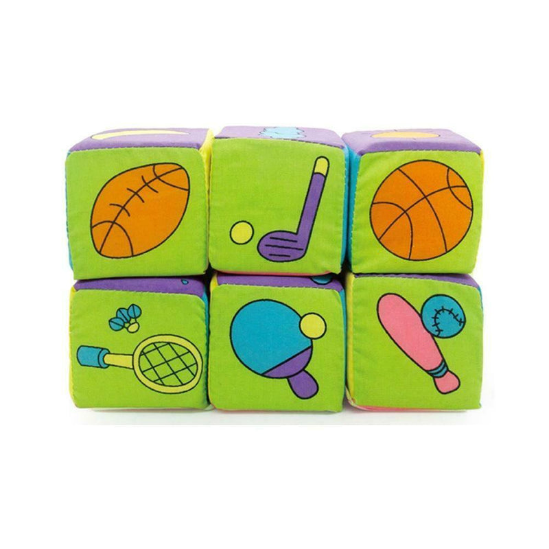 6pcs Multifunctional Baby Cloth Building Blocks Rattle Soft Cubes Toys Gifts Set