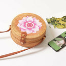 Round Women Rattan Bag Handmade Petal Rattan Shoulder Beach Bag Crossbody B