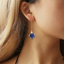 Flower Crystal Long Drop Earrings Creative Metal Ear Hook for Women Jewelry A