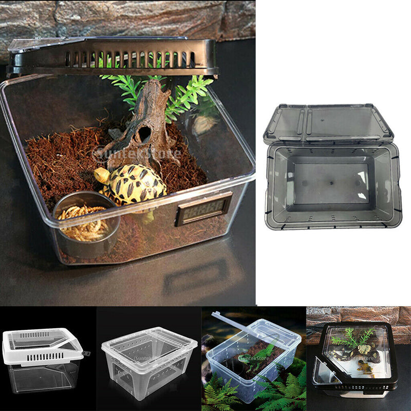 4Pieces Reptile Terrarium Vivarium Tank Box Turtle Nursery Breeding Cage Black