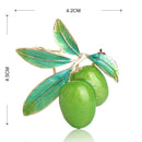 Cute Green Fruit Brooch Plum Shape Enamel Corsages Pins Suit Coat Scarf Acc W1Z3