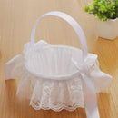 Romantic Wedding Flower Basket Lace Bow Bride Flower Girl Basket Small Size C9G5