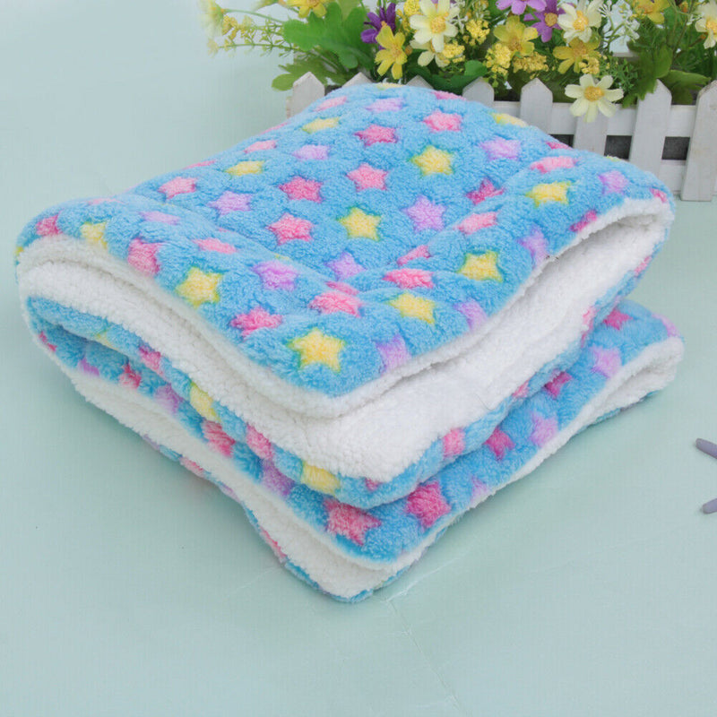 Dog Cat Blanket Pet Cushion Bed Soft Velvet Winter Warm Sleep Mat(Blue L) SN9F