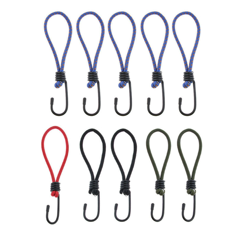 10 Pcs Elastic Bungee Cord Rope Hook for Luggage Tarp Roof Rack Tie Down