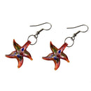 Murano Starfish Necklace Earrings Red