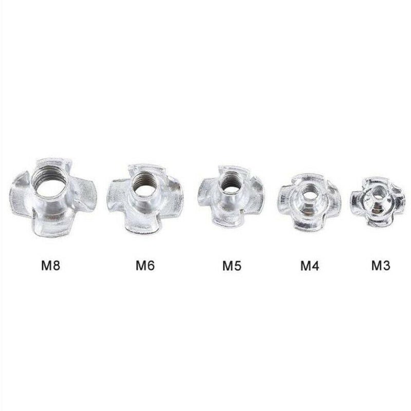 80Pc M3  M5 M6 M8 Carbon Steel Plated Four Prong Furniture T Nuts Blind Nut