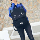 fashion Cute Cat Embroidery Canvas Student bag Cartoons Women Backpack Leis U7I8