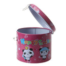 Cylinder Design Cartoon Print Piggy Bank Coin Money Saving Box w Padlock