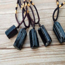 Natural Black Tourmaline Stone Pendant Chakra Necklace Crystal Gem Specimen Hot~