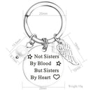 2Pcs 'Not Sisters by Blood but Sisters by Heart' Keyring Stainless Keychain