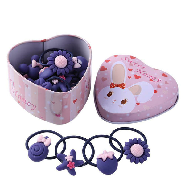 20pcs Cartoon Cute Elastic Hair Bands Kids Girls Rubber Bands (Navy Blue) A#S