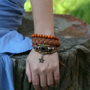 3pcs Retro DIY Weave Beads Rope Bracelet Ethnic Cowhide Bangle Jewelry Gift