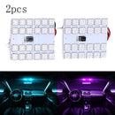 2pcs 16 Colors RGB LED Panel Car Interior Dome Light with Remote Control