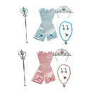 2 Sets Belle Princess Fancy Dress Kit Pink Blue Jewelry Set Fairy Wand Crown