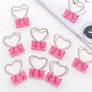 100Pcs Pink Clip Heart Hollow Out Metal Binder Clips Notes Letter Paper Cli
