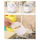 Top Sponge Holder Kitchen Sink Caddy with 3 Compartments and Sanitary Drain
