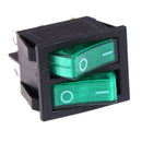 Double boat rocker switch 6 Pin On-Off with green light 20A 125VAC KCD6