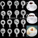 Chic 16x Coffee Machine Barista Stencils Template Strew Pad Spray Print Plastic