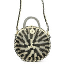 Women Handmade Round Rattan Woven Shoulder Bag Tote Circle Bohemia Straw Kn