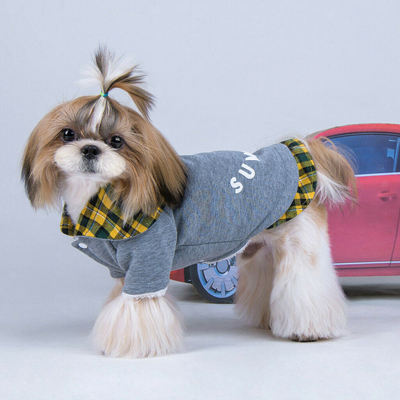 Dog Autumn Winter Warm Cotton Coat For Small Medium Dogs Puppies Yellow-S