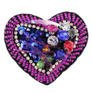 DIY Crystal Heart Beaded Patch Purple Rhinestone Decorative Patches Applique