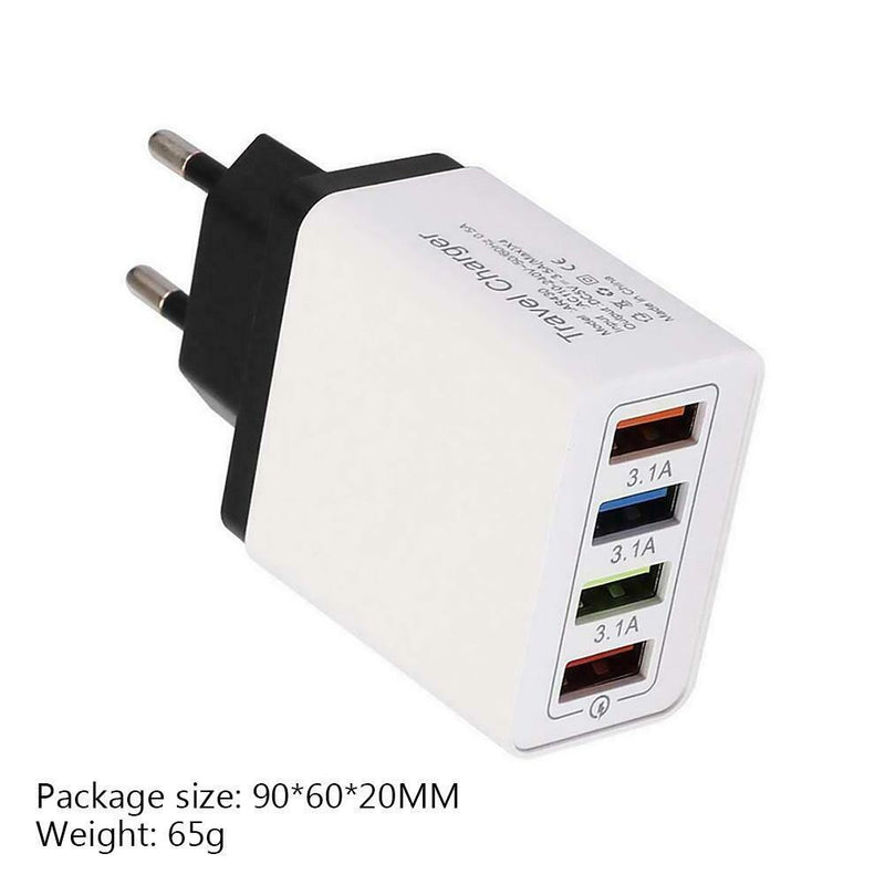4 USB Travel Wall Charger 3A Mobile Phone Fast Charging Charger EU Plug Adapter