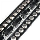 5X(Punk Rock Rivet Multi Layers Circles Pyramid Stud Chain Leather BraceletW4Y4)
