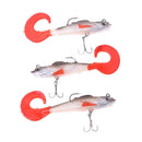 3Pcs Lead Head Soft Fishing Lures Long T Tail Fishing Lure Treble Hook Bait