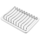 Ceramic Soap Dish, Double Layer Stainless Steel Shower Soap Holder Tray wit V5C2