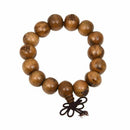 Buddhist Brown Wooden Carved Prayer Beads Wrist Mala Bracelet H3Q1