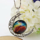 Necklace Chain Necklace Rhinestone Moon Galactic Cabochon Jewelry Woman Nec C5I8