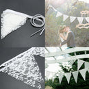 12 Flags White Lace Flower Flag Banner Pennant Wedding/Birthday Party Decor