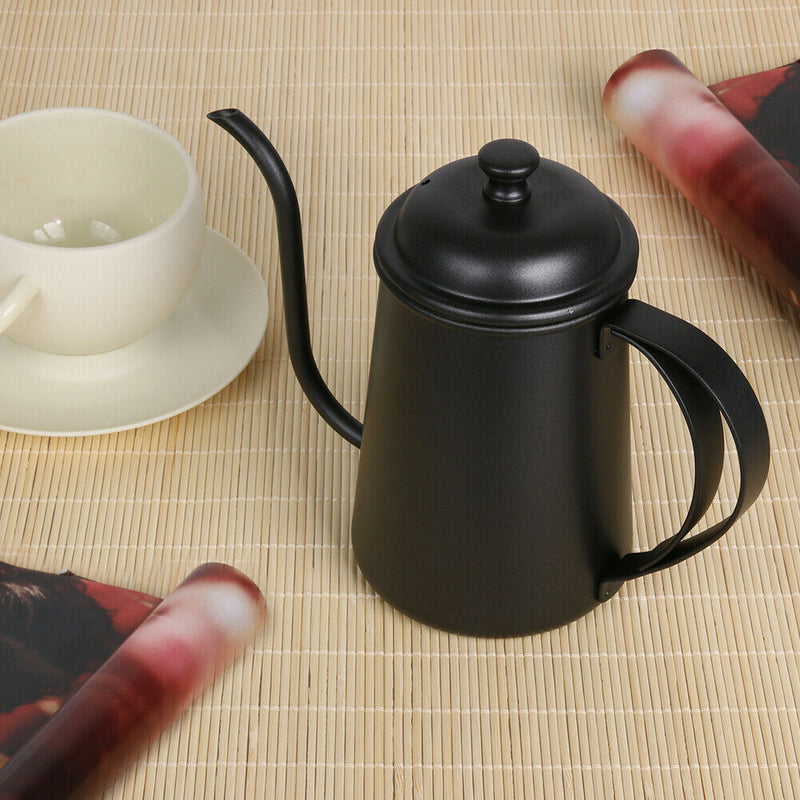 Black Stainless Steel 650ml Coffee Tea Pot Hand Coffee Pot Small Mouth Pot A