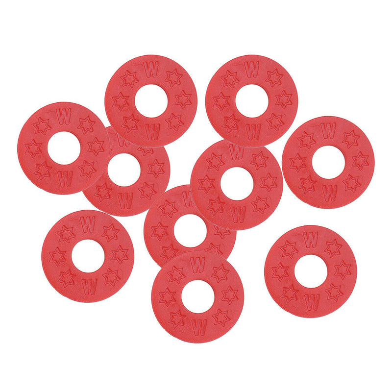 Pack of 10 Guitar Bass Strap Block Rubber Safety Strap Lock Washer Red