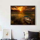 Sunset Fisher 5D DIY Round Diamond Painting Embroidery Set Cross Stitch