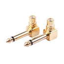 2-PACK RCA Female Jack to 1/4 inch Mono Male Plug Right Angle Audio Adapter