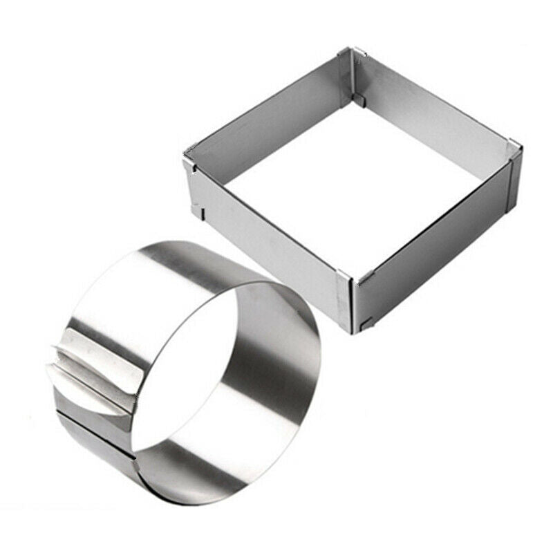 2Pcs/Set Adjustable Round Square Cake Fondant Mould Stainless Steel Cake Mo R7X4