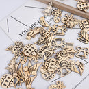 50Pcs Mixed Christmas Halloween Wood Slice Ornaments DIY Craft Decoration Charm-