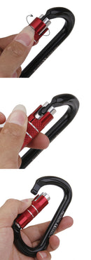 Self-locking Mountaineering Climbing Aluminum Carabiner 24kN - Black