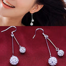 Women Luxury Full Crystal Double Balls Earrings Hook Dangler Drop Earrings BX