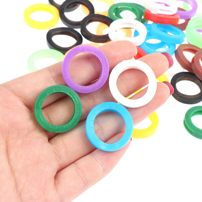 50Pcs Hollow Multi Color Rubber Soft Keys Locks Cap Topper Keyring Elastic C Nw