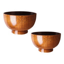 2x Japanese Style Wooden Kids Soup Bowl Snack Container Food Serving Bowl