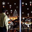 Shop Window Glass Background Decor Christmas Snowman and Tree Wall Sticker3C