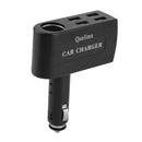 Quelima QC 3.0 4USB Car Charger+ Cigarette Lighter Socket Splitter Power Adapter