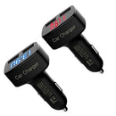4 in 1 3.1A Dual USB Car Charger Adapter Voltmeter Celsius Red + Blue A