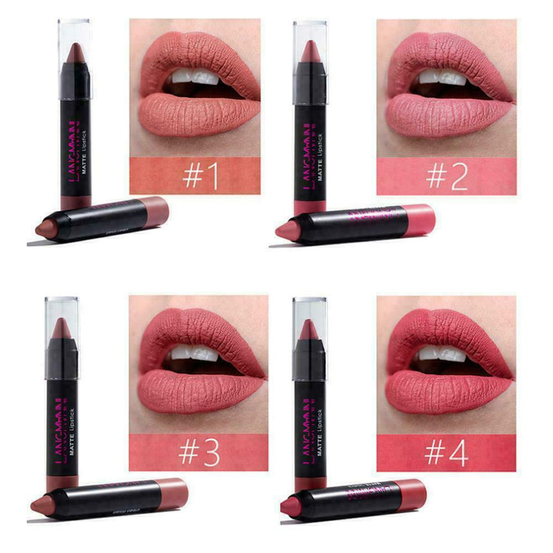 12pcs/set LANGMANNI Matte Lipstick Waterproof Nutritious Cosmetic Velvet Ma D0C2