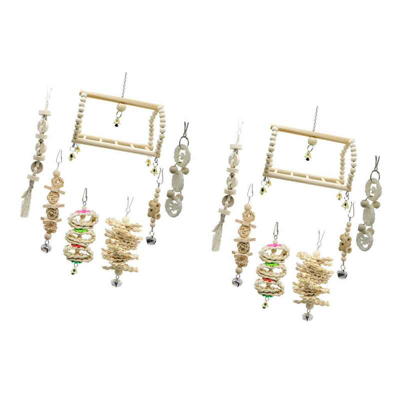 14 x Wooden Toys with Bell for Medium Parrots and Birds Like Amazon, African