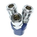 Portable Metal Air Compressor Tri Splitter Adapter Connector Quick Coupler
