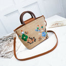 New Straw Bag Female Shoulder Versatile Handbag Embroidery Woven Bucket Bag